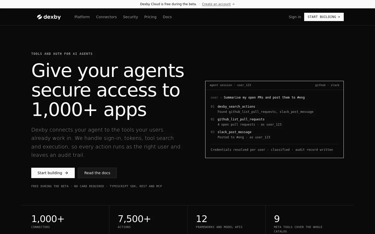 Dexby desktop homepage screenshot