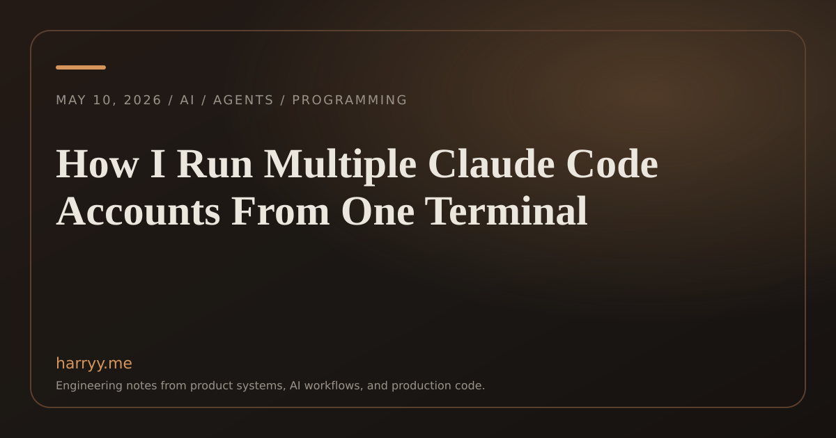 How I Run Multiple Claude Code Accounts From One Terminal | Hariom Sharma